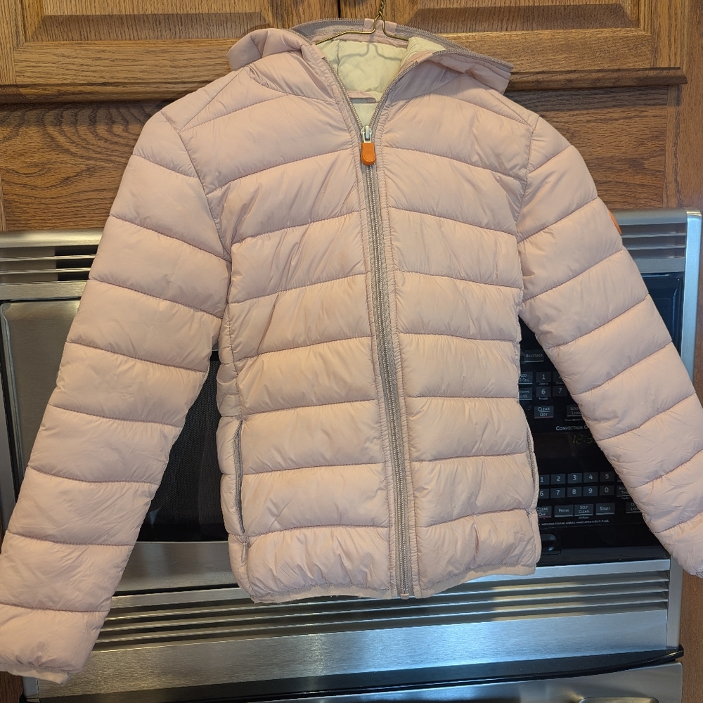 Save The Ducks Girls Puffer Jacket Pale Pink Size 6-10 Years